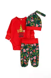 Боді повзуни та шапочка-вузлик Christmas tree комплект з легким начосом - мініатюра 1