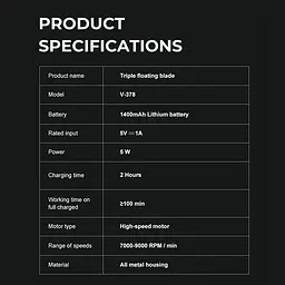 Електробритва акумуляторна шейвер VGR V-378 9000RPM LCD + дорожня сумочка (Червоний) - мініатюра 6