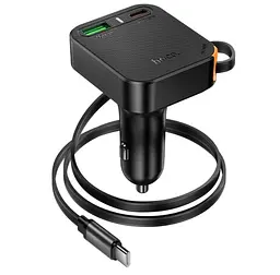 АЗП Hoco NZ18 Guardian PD65W(2C1A) car charger with retractable cable Black - мініатюра 3
