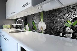 Кухонний фартух Чорні Камені для кухні наклейка ПВХ орхідеї краплі Текстура 60х250 см Happy Pocket Z180460 - мініатюра 6