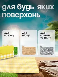 Водостійкий універсальний килимок для пляжу і пікніка, зі збільшеною підстилкою 200x200 см, Жовтий у клітинку (1659146542) - мініатюра 4