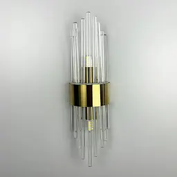 Бра у латунному каркасі із прозорими трубочками Line F W 18G-100*350 - мініатюра 2