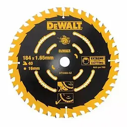 Диск пильний DeWALT EXTREME, 184 х 16 мм, 40 z, ATB, 18 град, універсальне застосування (DT10303)
