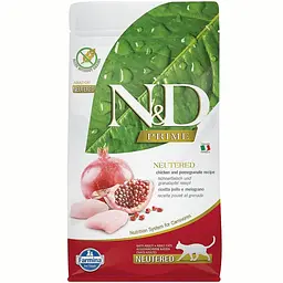 Сухий беззерновий корм для стерилізованих кішок Farmina N&D Grain Free Prime Cat Chicken&Pomegranate Neutered, курка та гранат, 10 кг