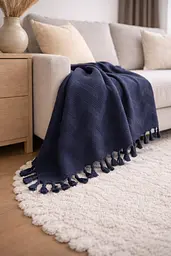 Плед-покривало Cotton TURComFor бавовна синій євро 200х230 см TC303375968 - мініатюра 2