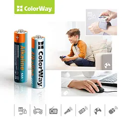 Батарейка AAA (LR03), щелочная, СolorWay Alkaline Power, 24 шт, 1.5V, Plactic box (CW-BALR03-24PB) - мініатюра 3