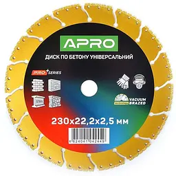Диск відрізний алмазний APRO універсальний метал бетон 230 мм сегмент PRO