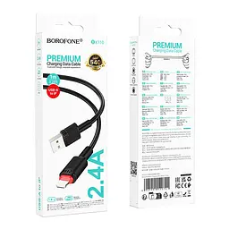 Кабель синхронізації Borofone BX110 Premium USB to Lightning 2.4A 1 м Black (37239_3611054) - мініатюра 3