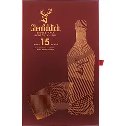 Віскі Glenfiddich 15 yo Single Malt Scotch Whisky 40% 0.7 л + 2 склянки - мініатюра 3