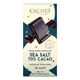 Чорний шоколад Cachet 70% з морською сіллю 100 г (5412956214298)