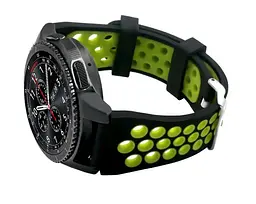 Спортивний ремінець з перфорацією Primo для годинника Samsung Gear S3 Classic SM-R770/Frontier RM-760 Black Green - мініатюра 3