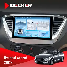 Штатна магнітола Hyundai Accent 2017+ Decker D9-010 6x128, DSP, 4G, 2K Decker (НФ-00004668)