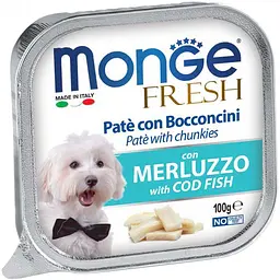 Вологий корм Monge Dog Fresh з тріскою, 100 г