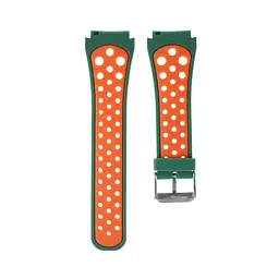 Силіконовий перфорований ремінець Watchbands для Samsung Galaxy Watch 46mm Silver - зелено-оранжевий (WB008GREENORANGE-2021-2) - мініатюра 2