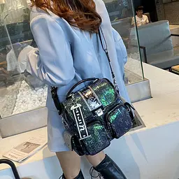 Сумка-рюкзак жіноча Italian Bags Scales 22х23 см Чорний (id_1464) - мініатюра 2