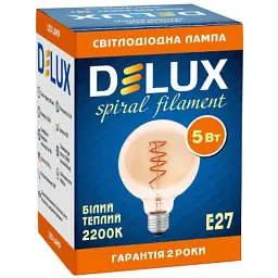 Лампочка Delux Globe G95 5 Вт E27 2200К amber spiral filament (90018166) - мініатюра 3