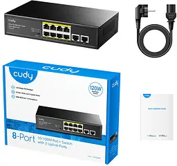 Комутатор Cudy FS1010P, 8 портовий 10/100M PoE+ Switch with 2 Uplink Ports 120W - мініатюра 5