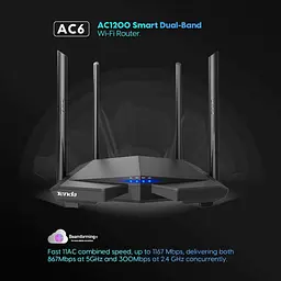 Роутер Tenda AC6 AC1200 Black 802.11ac (AC6) - миниатюра 2