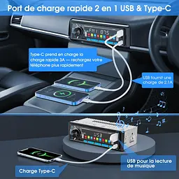 Автомобільне радіо Bluetooth Stereo Wireless AM/FM Автомобільне радіо 1 Din USB/Aux/SD/MPS карта - мініатюра 5