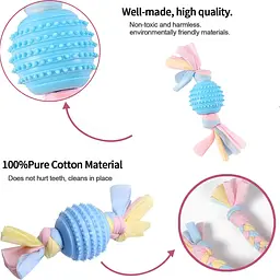 Жувальна іграшка для собак Derby Ribbed ball with cotton rope - мініатюра 3