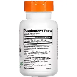 Ресвератрол Doctor's Best High Potency Trans-Resveratrol 600 мг 60 вегетаріанських капсул - мініатюра 2