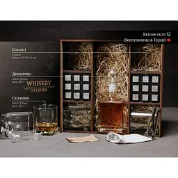 Подарунковий набір Whiskey Stones камені для віскі в дерев'яному пеналі №8 + декантер і 4 склянки Luna + щипці + мішечок - мініатюра 9