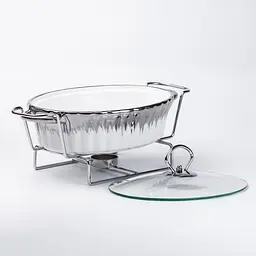 Марміт Yiwu HP1024 мармітниця з кришкою на підставці овальна 33 см x 19 см x 6 см Білий - мініатюра 3