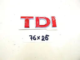Емблема напис TDI Червона 85х25 мм для Volkswagen метал на скотчі (Завод) - мініатюра 3
