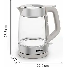 Електрочайник Tefal Glass Kettle 1.7 л скло з підсвіткою біло-срібний (KI605B30) - мініатюра 3