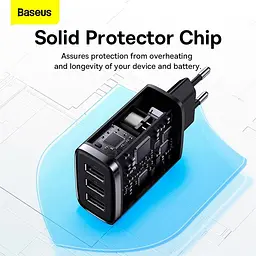 Зарядний пристрій - блок адаптер Baseus Compact Charger 3U 17 W EU 3USB (CCXJ020101) - мініатюра 5