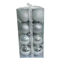 Набір іграшок на ялинку LG-124-5 19401 8 см 16 шт сріблястий - мініатюра 2