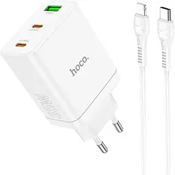 МЗП Hoco N33 Start PD35W (1USB-A/2C) + кабель Type-C to Lightning White