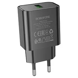 Мережевий зарядний пристрій Borofone BA72A Spring 18W/QC3.0/1USB чорний - мініатюра 4