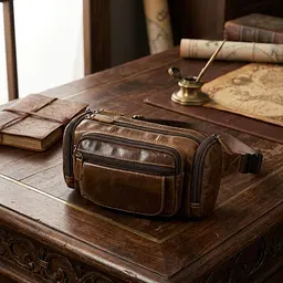Сумка на пояс об'ємна 14695 Vintage коричнева - мініатюра 4