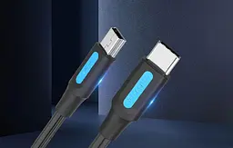 Кабель Vention USB 2.0 C Male to Mini-B Male 2A Cable 1M Black (COWBF) - мініатюра 4