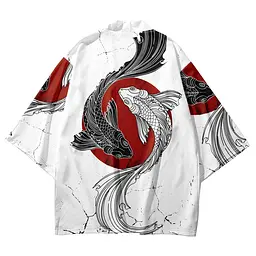 Плащ Хаорі Накидка в японському стилі Карпи коі Koi carp H N KC 01