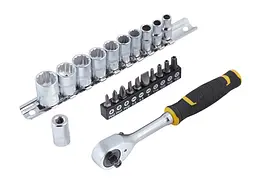 Набір торцевих головок і біт Stanley 1/4" з аксесуарами, 22 шт