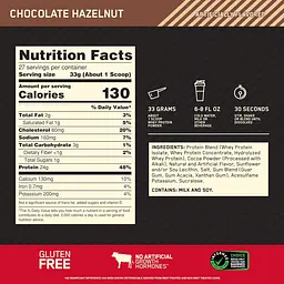 Сироватковий протеїн Optimum Nutrition Whey Gold Standard Chocolate hazelnut 907 г - мініатюра 4