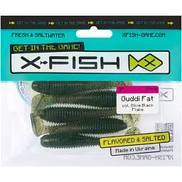 Силікон X-Fish Guddi Fat 3" Olive Black Flake (5шт/уп) - мініатюра 2