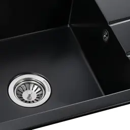 Мийка кухонна GRANADO NAVIA black shine з сифоном (775*495mm.) (gr3801) - мініатюра 5