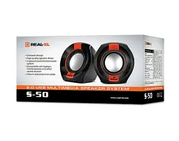 Колонки 2.0 REAL-EL S-50 Black/Red, 2 x 3 Вт, пластиковий корпус, живлення від USB - мініатюра 2