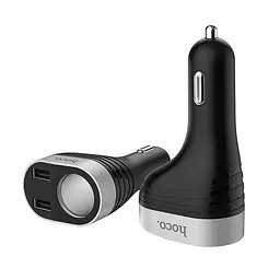 Автомобільний зарядний пристрій HOCO Z29 Regal digital display cigarette lighter car charger чорний - мініатюра 3