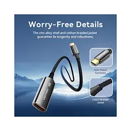 Кабель мультимедійний USB-C to DisplayPort M 0.25m 8K black Vention (CRGBC) - мініатюра 5