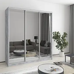 Шафа-купе тридверна MebelStar Стандарт AL 3 Дзеркала 190x60x210 см Бетон (MBS-3017)