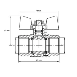 Кран кульовий Koer KG.207 - 3/4" FF ГГМ (газ) KR4959 - мініатюра 3