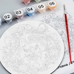 Картина за номерами, Заквітчана , кругла, Ø15 см, з мольбертом, ROSA START - мініатюра 4