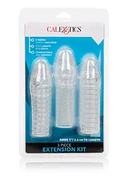 Насадка на пеніс Calexotics 3 Piece Extension Kit, 3 шт (прозорий) - мініатюра 2