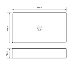 Умивальник накладний Mixxus Premium Quadro-0107 Edge Black 600x340x110 мм MP6521, Білий - мініатюра 6