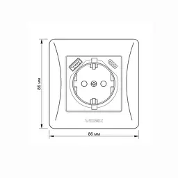 Розетка одинарна із заземленням з USB+USB-C срібний шовк VIDEX BINERA VIDEX (27864-000) - мініатюра 5