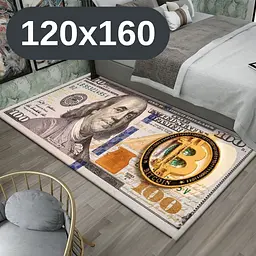Стильний та зносостійкий килим для дому "100 доларів Bitcoin "120х160" KT8000213